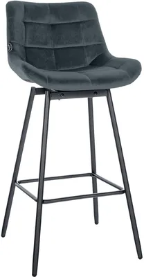 Produktbild von CLP Barhocker Weston 180° Schwenkfunktion mit Rückenlehne gepolstert Metallgestell dunkelgrau Material Samt