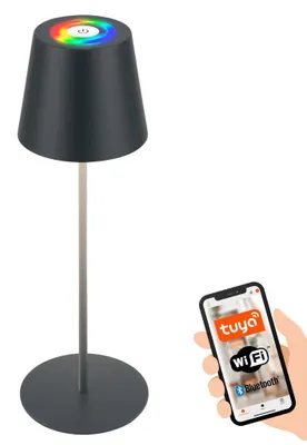Image de Briloner Coloris LED Lampe de table Smart sans fil, Smart viaApp, Variable, Fonction mémoire, Minuterie, Anthracite, Ø10,5 x 36 cm