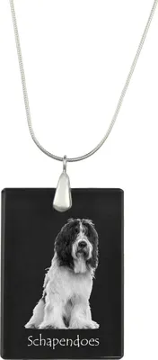 Produktbild von Schapendoes, Niederländischer Schapendoes - Kristallanhänger mit Hund, Silberhalskette mit Foto, personalisierter Anhänger der Marke Art-Dog