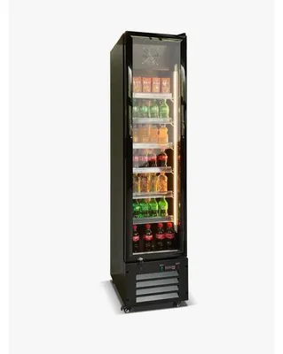 Produktbild von Gastro Getränkekühlschrank | Flaschenkühlschrank | Gewerbekühlschrank | 1 Glastür | Schwarz | 220 Liter | +2 bis +10 °C