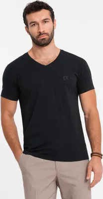 Zdjęcie produktu dla Ombre Clothing Koszulka męska z krótkim rękawem Mugullor czarny S