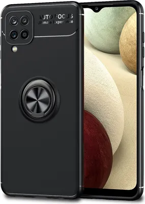 Produktbild von NALIA Ring Handy Hülle für Samsung Galaxy A12, Schutz Case Tasche Etui Bumper Schwarz