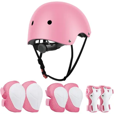 Produktbild von Schonerset Kinder 7-teilig Helm Protektoren Knieschoner Handgelenkschoner Rosa