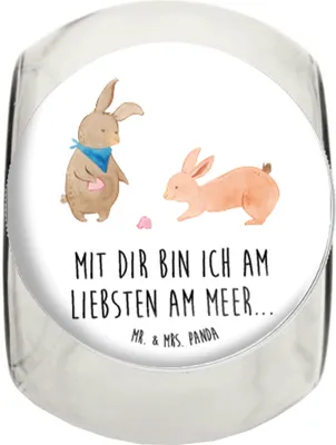 Produktbild von Mr. & Mrs. Panda Vorratsdose Glas Hasen Muschel L 870ml - Weiß - Geschenk, Süßigkeiten, Bruder, Bonboniere, glasbehälter, BFF, Muscheln, Meer, Bonbonglas, Strand