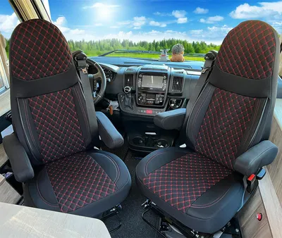 Produktbild von Wohnmobil Sitzbezüge für Aguti GIS-Liner und Milan-Sitze GT402 Schwarz/Rote Naht