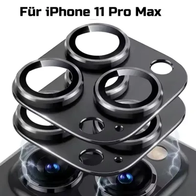 Produktbild von 2x Kameraschutz für Apple iPhone 11 Pro Max Aluminium Schutz in Schwarz