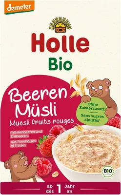 MUSLI Z MALINAMI I TRUSKAWKAMI BEZ DODATKU CUKRÓW OD 1 ROKU DEMETER BIO 200 g - HOLLE