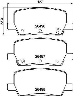 Produktbild von HELLA Bremsbeläge Satz Hinten Bremsklötze für TESLA Model S (5YJS) 8DB 355 042-701
