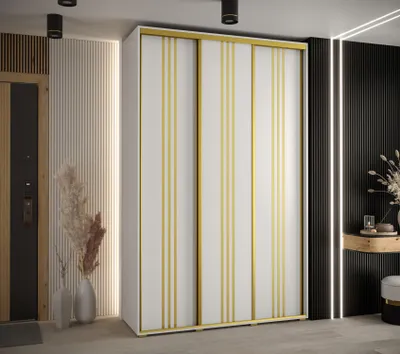 Obrázok produktu pre Šatníková skriňa ASIRI 6 - 150/60 cm, biela / zlatá