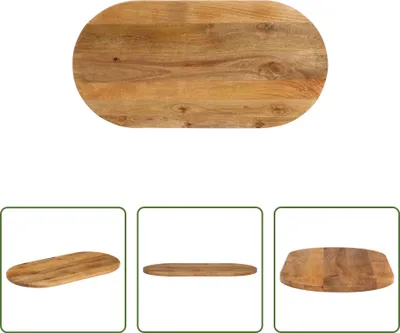 Produktbild von The Living Store Tischplatte 80x40x2,5 cm Oval Massivholz Mango