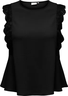 Produktbild von ONLY CARMAKOMA Blusen Top mit Spitzen Details Ärmelloses Rundhals Textur Design Größe: 48