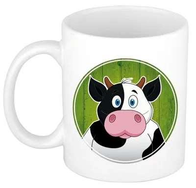 Produktbild von Kuhbecher - weis - Keramik - 300 ml - Kinderbecher Kuh