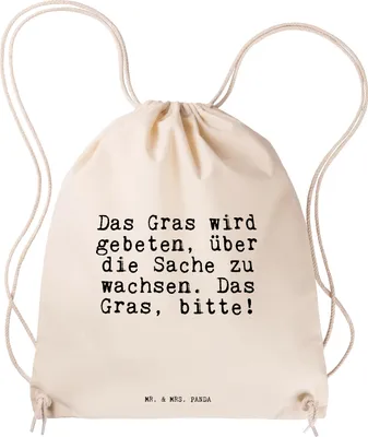 Produktbild von Mr. & Mrs. Panda Jutebeutel Das Gras wird gebeten,... - Transparent - Geschenk, Neustart, Liebeskummer, wander rucksack, Kummer, gym, beutel, Sprüche, Stoffbeutel