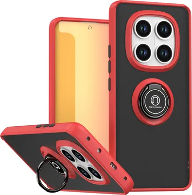 Immagine prodotto di Custodia per Xiaomi Redmi Note 14 Pro+ 5G traslucida opaca in TPU con supporto e supporto ad anello Rosso