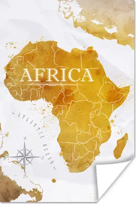 Produktbild von MuchoWow® Poster Weltkarte - Afrika - Gold 40x60 cm - Plakate für die Wand - Poster Babyzimmer