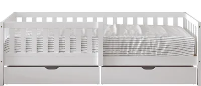 Image de Sunny Isa Lit 1 Place Avec 2 Tiroirs De Rangement, Blanc, En Bois | Sans Matelas - Lit Enfant Avec Barrière De Sécurité - 206 X 98 Cm | Pour Matelas