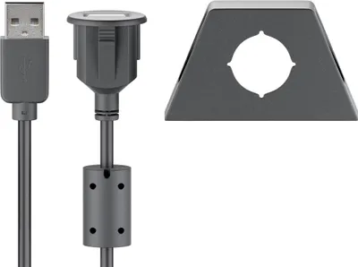 Image de Goobay 93351 Rallonge USB 2.0 Hi-Speed avec support de montage, noir, 2 m - USB 2.0 mâle (type A) > USB 2.0 femelle (type A)