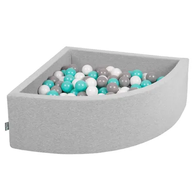 Obrázok produktu pre KiddyMoon 90x30cm/200 loptičiek ∅ 7cm Trojuholník Detské penové loptičky  vyrobené v EÚ, Svetlo sivá: Biela/Sivá/Svetlo Tyrkysová