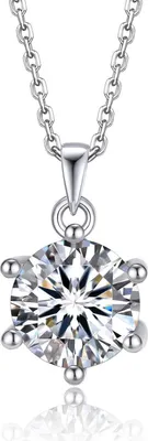 Produktbild von MomentWish Moissanite Halskette Damen 925 Silber 1/2 Karat Solitär-Anhänger Valentinstag
