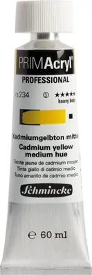Schmincke - 60ml PRIMAcryl Professional feinste brillante Acrylfarbe, Kadmiumgelbton mittel ,Premiumacrylfarbe, Acrylmalerei, 13 234 011