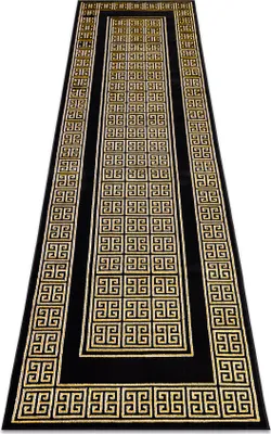 Zdjęcie produktu dla Dywan, Chodnik GLOSS nowoczesny 6776 86 stylowy, ramka, grecki / złoty czarny 80x200 cm