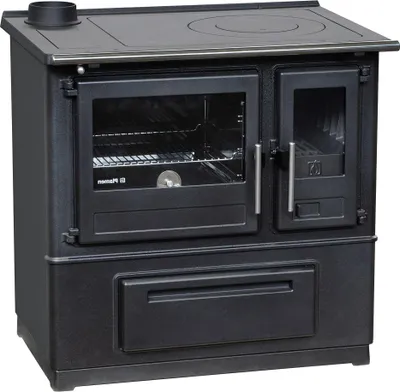 Produktbild von Küchenofen Holzherd Plamen Slavonac N schwarz, linke Version - 8 kW Dauerbrandherd