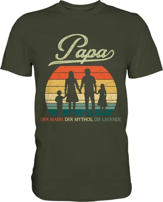 Produktbild von Papa Tochter Sohn Frau Vatertag Geschenk Vater T-Shirt – Urban Khaki / L
