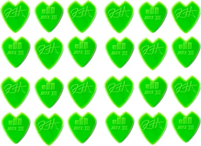 Produktbild von 24x Dunlop Kirk Hammett Jazz III custom V-shaped Plektren, 0,88 mm, grün