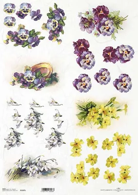 Obrázok produktu pre Ryžový papier na dekupáž A3 ITD-1037L snežienky, macešky, prvosienky