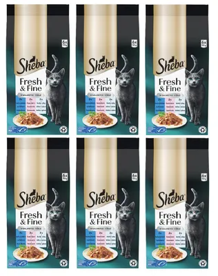 Zdjęcie produktu dla SHEBA® Fresh & Fine w galaretce z tuńczykiem, łososiem i pstrągiem MSC 6 x 6 x 50 g