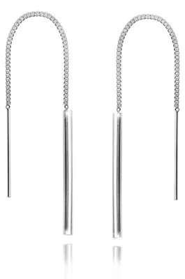 Produktbild von MATERIA 925 Silber Ohrringe Durchzieher 2x87mm - Ohrhänger lang Stäbchen + Box #SO-225