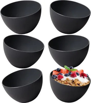 Productafbeelding van Famanu Muesli-kommen set, 6 stuks - 750 ml - breukbestendig - kunststof - antraciet zwart