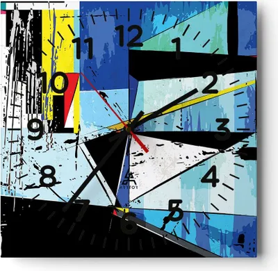Produktbild von Wanduhr - Quadrat - Glasuhr - Abstraktion modern - 30x30cm - Schleichendes Uhrwerk - Lautlos - zum Aufhängen bereit - Dekoration Modern - Wanddekoration aus Glas - C4AC30x30-3913