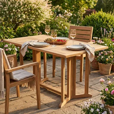Immagine prodotto di Milani Home - tavolo da giardino pieghevole in teak 150 x 80 cm, rettangolare, per terrazzo e outdoor