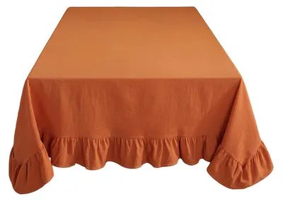 Obrázek produktu pro Lněná ubrus s efektem lotosu, snadná údržba, pratelná, oranžová, 130 x 180 cm, obdélníková