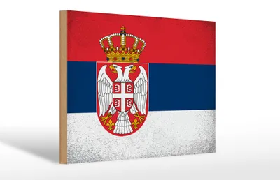 Produktbild von Holzschild Flagge Serbien 30x20cm Flag of Serbia Vintage