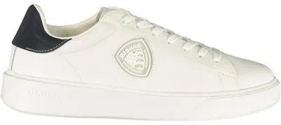 Image de Chaussure de sport blanche pour homme avec détails bleus et semelle amovible
