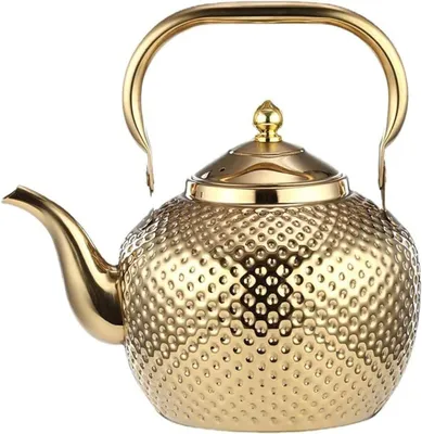 Edelstahl-Teekanne 2,0 L mit Sieb, Gold