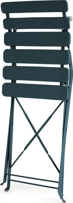 Produktbild von Vanage I Bistro Set Balkon I Balkonmöbel klappbar Set 3-teilig dunkelblau, pulverbeschichteter rostfreier Stahl, wetterbeständig, wasserfest, Besteht aus 1 x runder Tisch und 2 x Stühlen, Metall, für Balkon, VG-6941