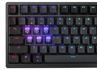 Produktbild von ASUS ROG Azoth 96 HE, Verkabelt & Kabellos, USB + RF Wireless + Bluetooth, Magnetic-mechanical key switch, QWERTZ, RGB-LED, Schwarz