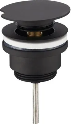 Immagine prodotto di Valvola di scarico Set di scarico, nero opaco, valvola girevole, per lavabo, senza troppopieno, CARAL, 1'1/4"
