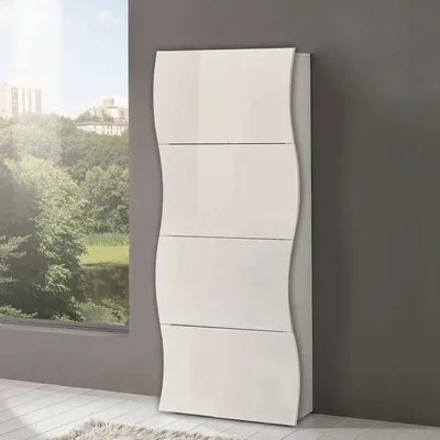Immagine prodotto di Dmora Scarpiera Adaz 27x71x162h cm Bianco Bianco Lucido, 24 Paia 4 Ante  Italy