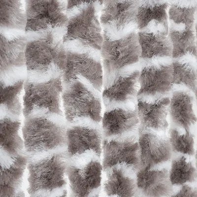 Obrázek produktu pro Chlupatý žinylkový závěs Moritz 90 x 220 cm taupe bílý vyztužený závěs na dveře jako síť proti hmyzu pro kempování v karavanech