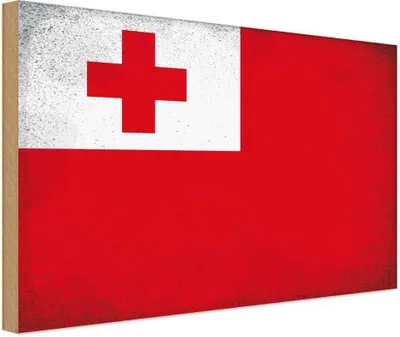 Produktbild von vianmo Holzschild 30x40 cm Tonga Flagge Fahne Wappen