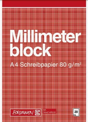 Produktbild von Millimeterblock A4 80g/qm 20 Blatt rotbraun Packung mit 10 Stück