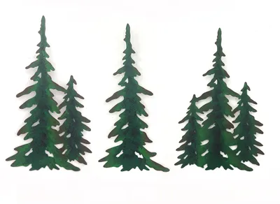 Metall-Wanddeko Tannenbäume, 27,9x15,2 cm, grün, für Innen und Außen