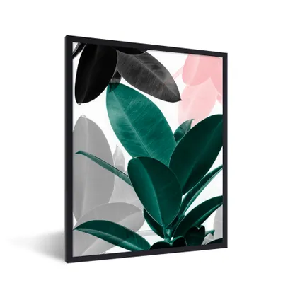 Obrázok produktu pre MuchoWow® Zarámovaný plagát - Rastliny - Zelená - Príroda - Listy - 30x40 - Nástenný plagát v ráme Fotografia