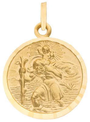 Produktbild von Anhänger Christophorus Medaille Ø 16,1mm aus 333 Gold Gelbgold mattiert