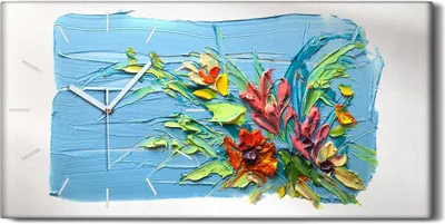 Produktbild von Leinwand Uhr Küche Wohnzimmer Bild Geräuschlos 60x30 Ölgemälde Blumen Kunst - weiße Hände