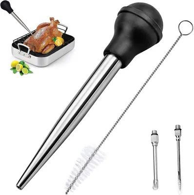 Produktbild von Bratenspritze Edelstahl 1 Stück, Hitzebeständig Bis 200°C, Für Geflügel Und Braten